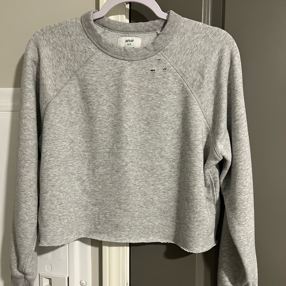 Aerie grey cropped sweatshirt xs